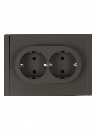 FORTE&PIANO Розетка 2-местная с заземлением без защитных шторок безвинтовое крепление 16А FP324 серый IEK FP-R21-16-1-K03