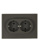 FORTE&PIANO Розетка 2-местная с заземлением без защитных шторок безвинтовое крепление 16А FP324 серый IEK FP-R21-16-1-K03