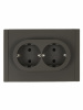FORTE&PIANO Розетка 2-местная с заземлением без защитных шторок безвинтовое крепление 16А FP324 серый IEK FP-R21-16-1-K03