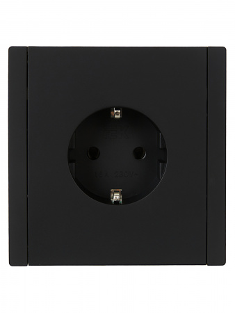 FORTE&PIANO Розетка 1-местная с заземлением без защитных шторок безвинтовое крепление 16А FP114 черный IEK FP-R11-16-1-K02