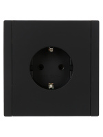 FORTE&PIANO Розетка 1-местная с заземлением без защитных шторок безвинтовое крепление 16А FP114 черный IEK FP-R11-16-1-K02