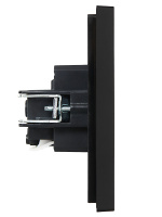 FORTE&PIANO Розетка 1-местная с заземлением без защитных шторок безвинтовое крепление 16А FP114 черный IEK FP-R11-16-1-K02