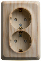 ЭТЮД Розетка угловая двойная открытой установки с заземлением со шт. 16А 250B, сосна Systeme Electric PA16-108D