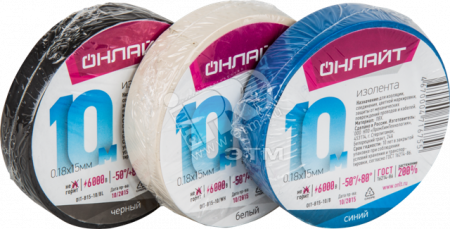 Изолента ОНЛАЙТ 71 674 OIT-B15-10/BL черная 71674 22023