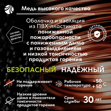 Кабель силовой ВВГнг(А)-LSLTx 4х1.5 ТРТС Ореол 00000057937