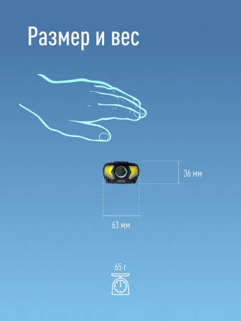 Фонарь налобный , 3W, 3 батарейки ААА, 140Lm, Космос KocHuntHelper5W