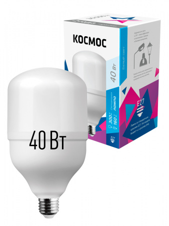 LksmHWLED40WE2745 Лампа светодиодная LED 40Вт 220В Е27 D100х189 4500К белый 3650 лм Космос 