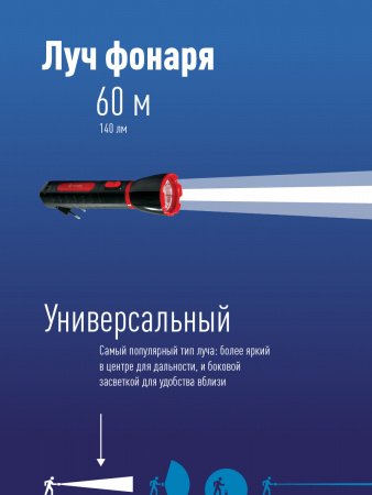 KOCAcc103LED Фонарь ручной аккумуляторный , 1W, аккум. 4V 0.5Ah. 140Lm, 6 часов, Космос 