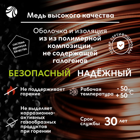 Кабель силовой ППГнг(А)-HF 3х1.5-0.66 однопровол  очный ТРТС Ореол 00-00000096 