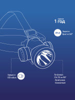 Фонарь налобный аккумуляторный , 3W LED, аккум. 3.7V 1200 mAh, 240 Lm, 8 часов, Космос KOCH3WLi-On