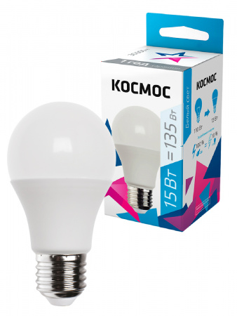 LkecLED15wA60E2745 Лампа светодиодная LED 15Вт 220В Е27 D60х108 4500 белый A60 Космос 