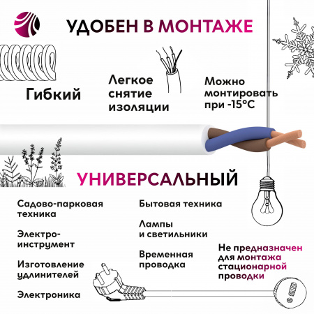 Провод ПВС 2х1 ТРТС Ореол 00000056765