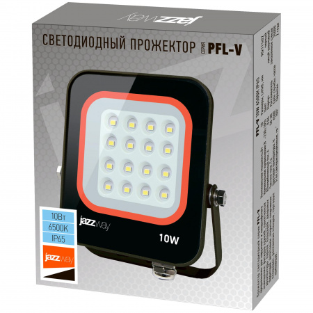 5039674 Прожектор светодиодный ДО-10Вт 6500К 900Лм IP65 PFL-V 185-260В угол светораспределения 100° -40... +50°С литой алюминий индекс Ra>80 Jazzway JazzWay 