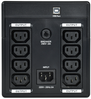 Источник бесперебойного питания Line-interactive 1500 ВА/900 Вт, фаза 1/1, LCD дисплей, с АКБ 2х9AH, USB ITK EET-1500VA-1-002