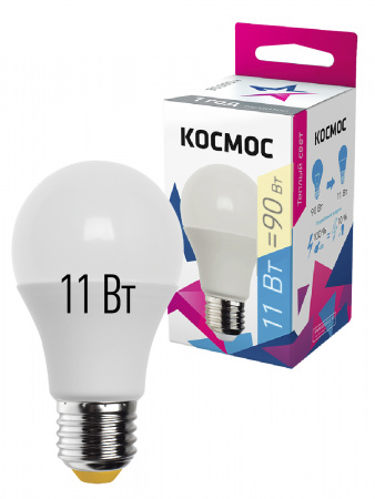 LkecLED11wA60E2730 Лампа светодиодная LED 11Вт 220В Е27 D60х108 3000 теплый 900Лм А60 Космос 