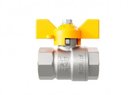 LD Pride 47.15.В-В.Б GAS Кран шаровый латунный никелированный 11б27п Ду15 Ру40 (1/2') ВР/ВР бабочка GAS LD Pride  LD 47.350.15