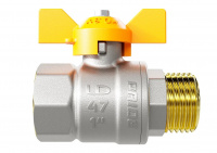 Кран шаровый латунный никелированный 11б27п Ду15 Ру40 (1/2') ВР/НР бабочка GAS LD Pride LD Pride 47.15.В-Н.Б GAS LD 47.352.15