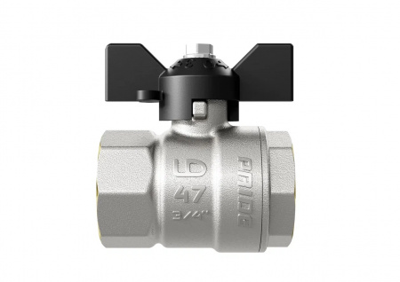 Кран шаровый латунный никелированный 11б27п1 Ду32 Ру25 (1 1/4') ВР/ВР бабочка LD Pride LD Pride 47.32.В-В.Б LD 47.300.32