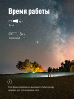 Фонарь-прожектор аккумуляторный, 7W LED, аккум. 3.7V 3.6 ah, 420Лм - 6 часов, 125м - 24 часа Космос KocAccu367W