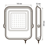 Прожектор светодиодный ДО-50Вт 6500К 4500Лм IP65 PFL-V 185-260В угол светораспределения 100° -40... +50°С литой алюминий индекс Ra>80 Jazzway JazzWay 5039735