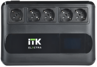 Источник бесперебойного питания Line-interactive 1000 ВА/600 Вт, однофазный, LCD дисплей, с АКБ 1х9AH, 5xSchuko ITK ELT5-1000VA-1-001