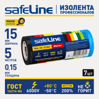 Изолента ПВХ разноцветная 15мм 5м (7цветов)       Safeline SafeLine 22899