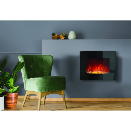 Электрокамин настенный 1.8 кВт панорамная панель цвет черный Electrolux EFP/W-1150URLS НС-1051189