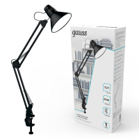 Светильник настольный под лампу E27 х60 Вт 220-240В IP20 480х165 мм Черный струбцина GTL Gauss GAUSS GT0012