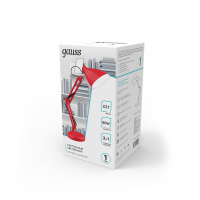 Светильник настольный под лампу E27 х60 Вт 220-240В IP20 300х150 мм Красный струбцина GTL Gauss GAUSS GT0034