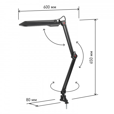 Светильник настольный с лампой PL на струбцине черный NL-201-G23-11W-BK ЭРА C0041456