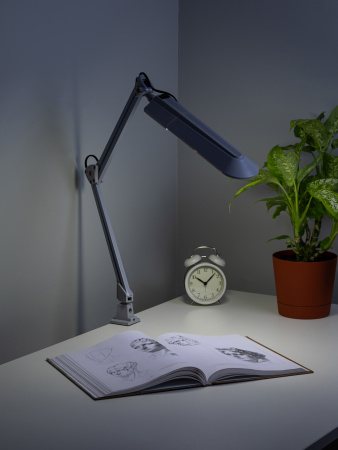 Светильник настольный с лампой PL на струбцине серый NL-201-G23-11W-GY ЭРА C0041458