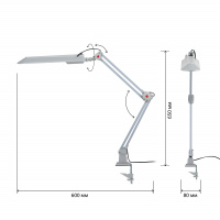 Светильник настольный с лампой PL на струбцине серый NL-201-G23-11W-GY ЭРА C0041458