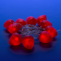 Гирлянда светодиодная на батарейках 2AA (не в/к) Клубника 4м 10 светодиодов Красный свет Провод прозрачный ULD-S0400-010/STB/2AA RED IP20 STRAWBERRY Uniel UL-00003394
