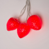 Гирлянда светодиодная на батарейках 2AA (не в/к) Клубника 4м 10 светодиодов Красный свет Провод прозрачный ULD-S0400-010/STB/2AA RED IP20 STRAWBERRY Uniel UL-00003394