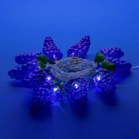 UL-00003392 Гирлянда светодиодная на батарейках 2AA (не в/к) Виноград 4м 10 светодиодов Провод прозрачный ULD-S0400-010/STB/2AA WHITE IP20 GRAPES Uniel 