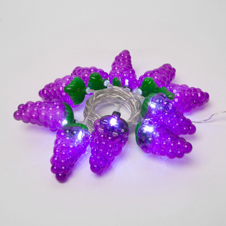 UL-00003392 Гирлянда светодиодная на батарейках 2AA (не в/к) Виноград 4м 10 светодиодов Провод прозрачный ULD-S0400-010/STB/2AA WHITE IP20 GRAPES Uniel 