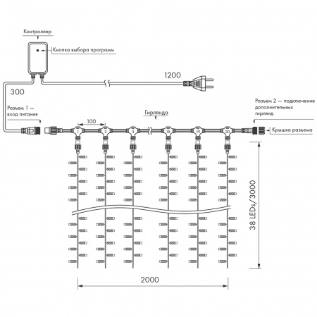 Гирлянда светодиодная декоративная ARD-CURTAIN-CLASSIC-2000х3000-CLEAR-760LED Warm (230V, 60W) (ARDCL, IP65) Arlight 024857