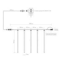 Гирлянда светодиодная декоративная ARD-ICEFALL-CLASSIC-D12-500-5PCS-CLEAR-72LED-LIVE WHITE (230V, 6W) (ARDCL, IP65) Arlight 026049