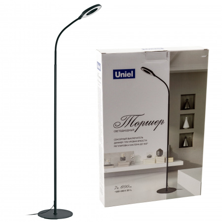 Торшер ULM-T610 7W/4500K/DIM BLACK напольный светодиодный 7W с регулировкой наклона Сенсорный выключатель Диммер Черный ТМ Uniel UL-00010177