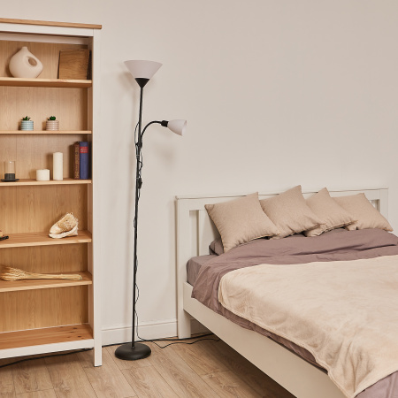 Торшер UML-T520 E27+E14 BLACK/WHITE напольный под лампу Е27 и Е14 2х60W черный/белый Uniel UL-00010194