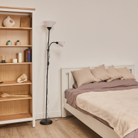 Торшер UML-T520 E27+E14 BLACK/WHITE напольный под лампу Е27 и Е14 2х60W черный/белый Uniel UL-00010194