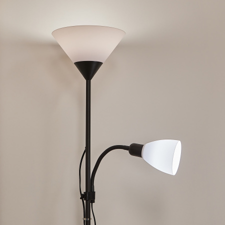 Торшер UML-T520 E27+E14 BLACK/WHITE напольный под лампу Е27 и Е14 2х60W черный/белый Uniel UL-00010194