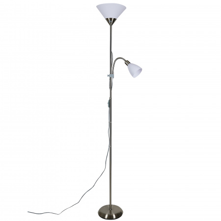 Торшер UML-T520 E27+E14 SILVER/WHITE напольный под лампу Е27 и Е14 2х60W Серебристый/Белый ТМ Uniel UL-00010195
