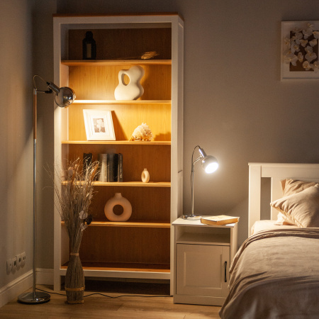 UL-00010183 Торшер UML-T702 E14 SILVER напольный под лампу Е14 60W с регулировкой наклона Механический выключатель Серебристый ТМ Uniel 