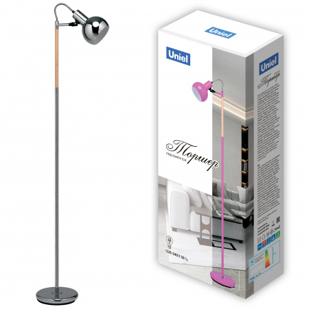 UL-00010183 Торшер UML-T702 E14 SILVER напольный под лампу Е14 60W с регулировкой наклона Механический выключатель Серебристый ТМ Uniel 