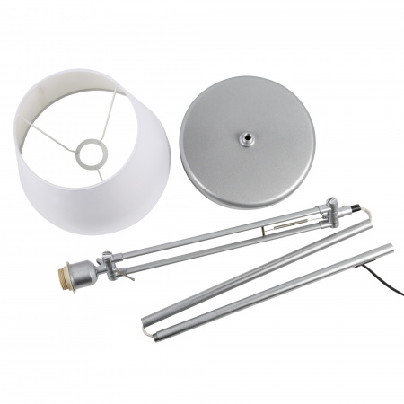 Торшер UML-T500 E27 SILVER/WHITE напольный под лампу Е27 60W с регулировкой наклона Серебристый/Белый ТМ Uniel UL-00010181