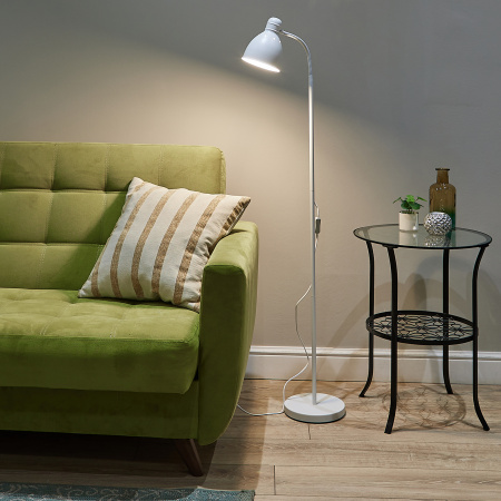 Торшер UML-T701 E27 WHITE напольный под лампу Е27 60W с регулировкой наклона Механический выключатель Белый ТМ Uniel UL-00010189