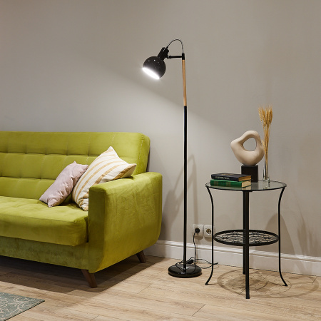 UL-00010182 Торшер UML-T702 E14 BLACK напольный под лампу Е14 60W с регулировкой наклона Механический выключатель черный Uniel 