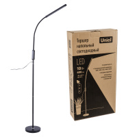 Торшер UЛм-T619 10W/3000-6500K/DIM BLACK напольный светодиодный 10W с регулировкой наклона Сенсорный выключатель Диммер черный Uniel UL-00010178