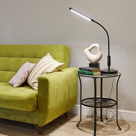 Торшер UЛм-T619 10W/3000-6500K/DIM BLACK напольный светодиодный 10W с регулировкой наклона Сенсорный выключатель Диммер черный Uniel UL-00010178